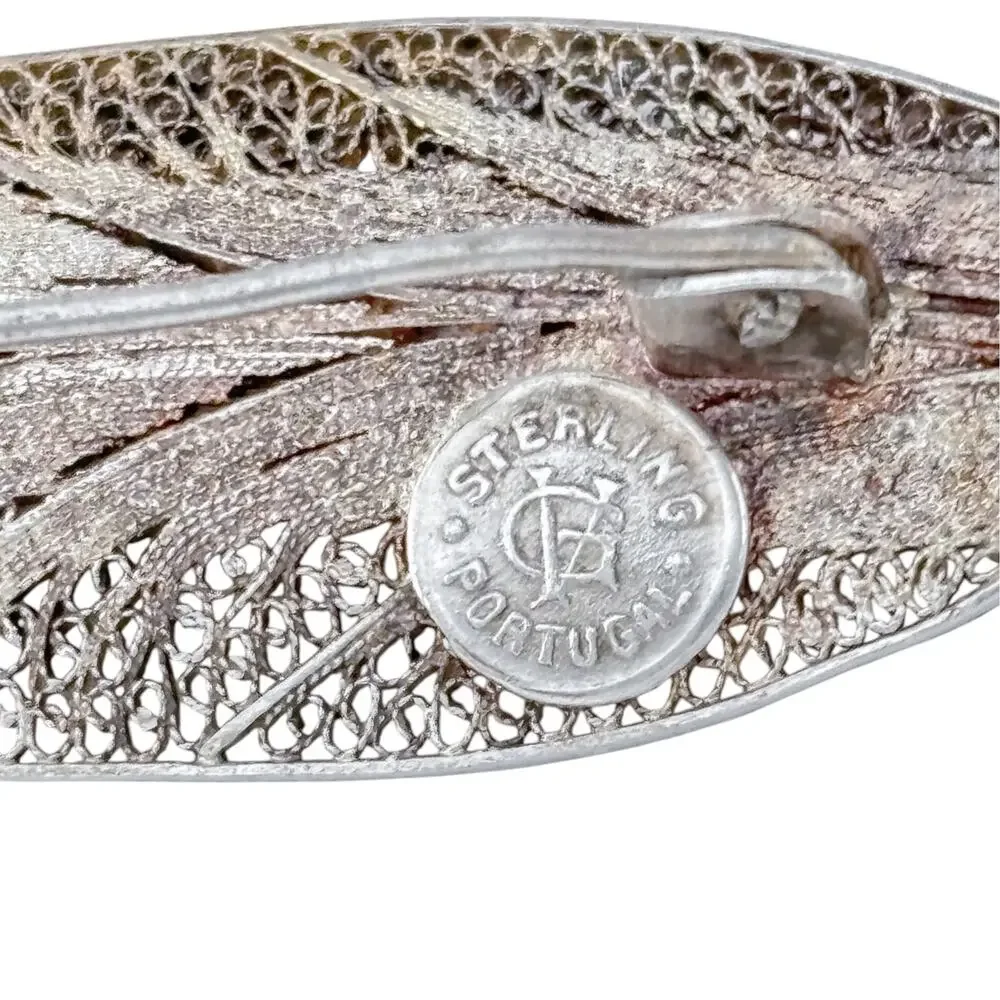 Vintage Sterling Silver 925 Feather Brooch